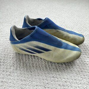 Adidas Blue And White Speed flow Laceless Soccer Cleats